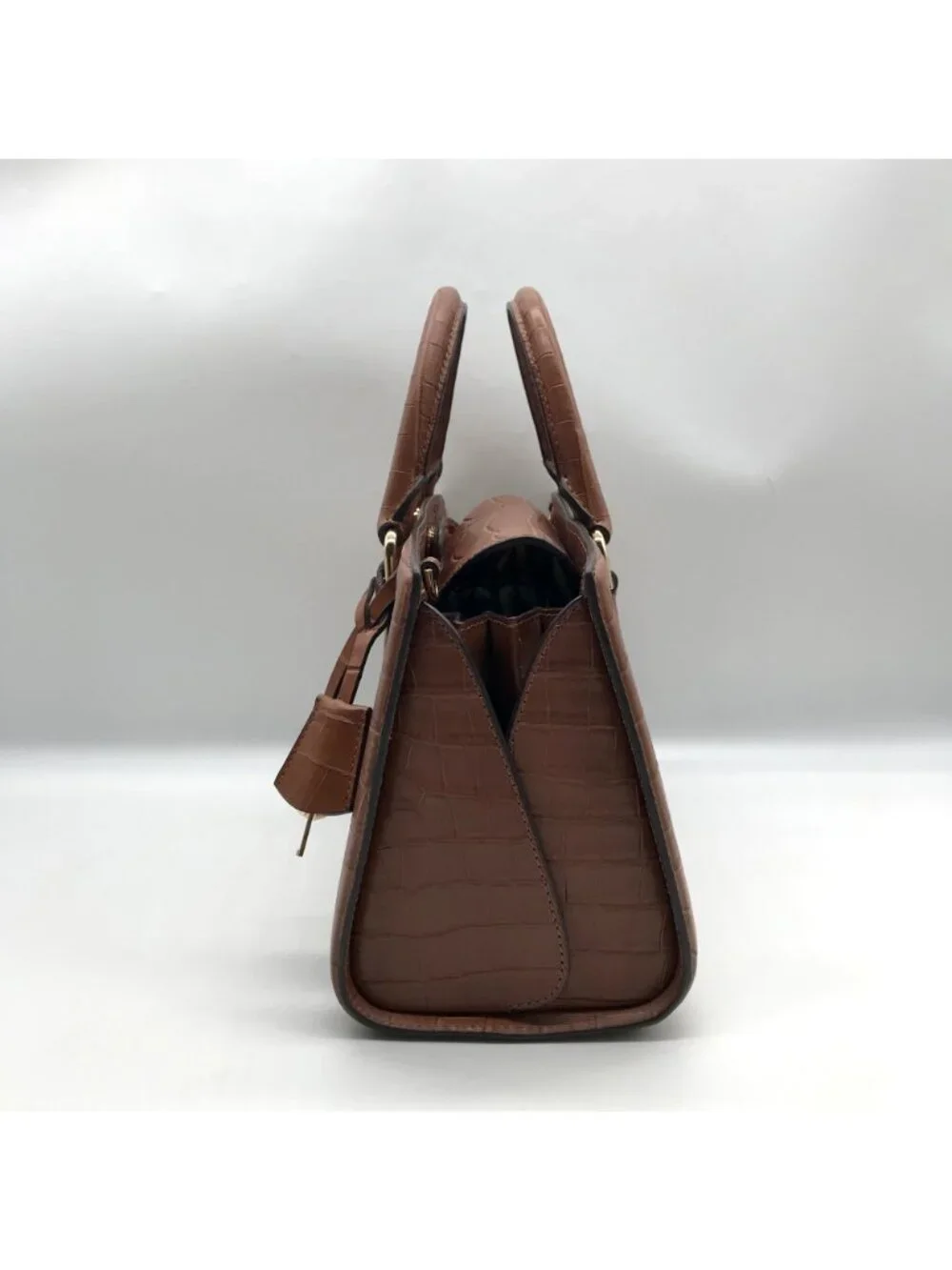 Michael Kors Chestnut Croc Embossed Leather Zoe Convertible Satchel